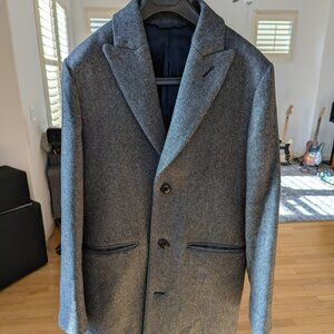 Bonobos Italian Wool Topcoat in Gray Heringbone Like New